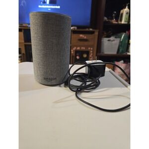 Amazon Echo Smart Speaker, Alexa Compatible, Gray Fabric Cylinder Tested Works